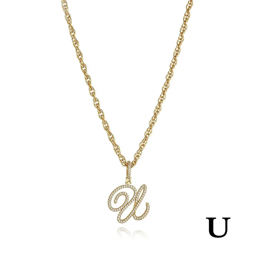 26 Letter Zircon 18k Gold Necklace - Viexta