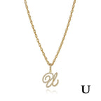 26 Letter Zircon 18k Gold Necklace