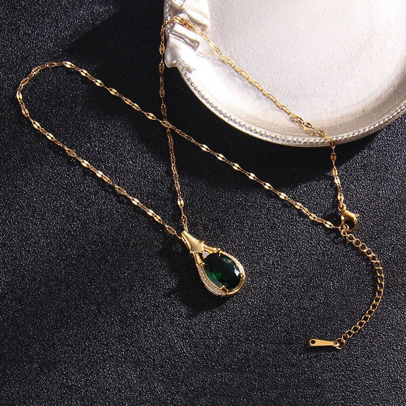 Titanium Steel Emerald Necklace