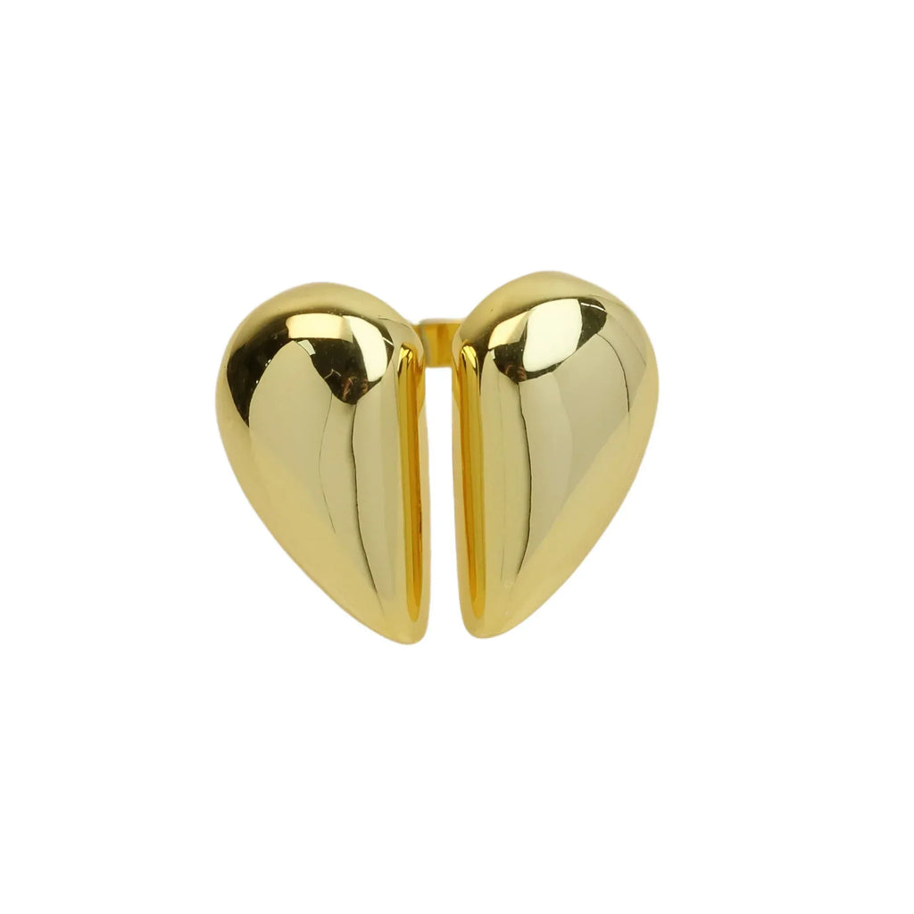 Brass Glossy Peach Heart Ring - Viexta