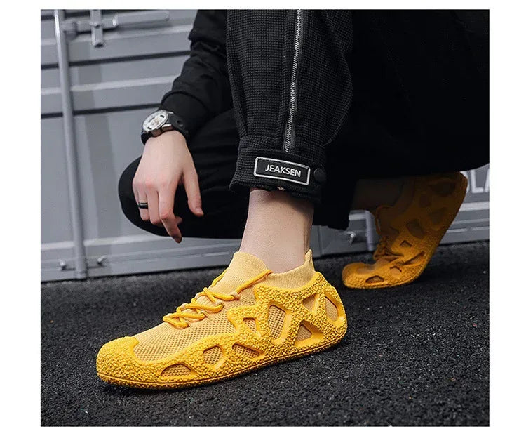 Men's Solid Color Casual Platform Sneakers - Viexta