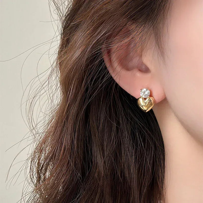 Rhinestone Love Women's Stud Earrings - Viexta