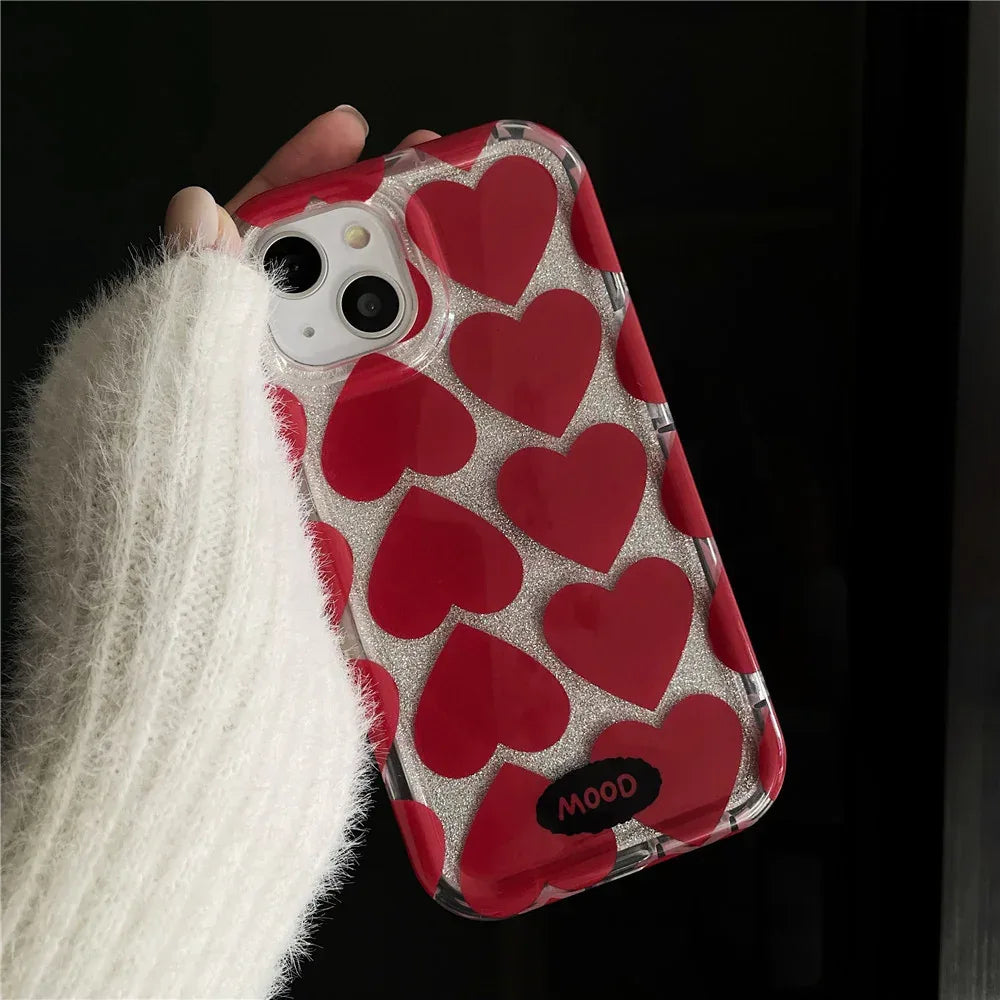 Transparent Hollowed Out Red Love iPhone Case - Viexta