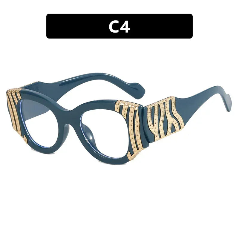 Personalized Heavy-metal-style Plain Glasses With Blue-light Protection - Viexta