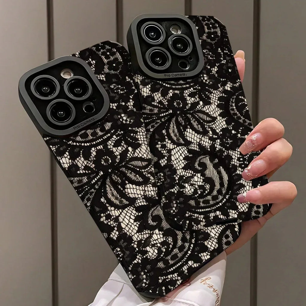 Black Lace-patterned iPhone Case - Viexta