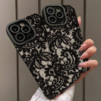 Black Lace-patterned iPhone Case - Viexta