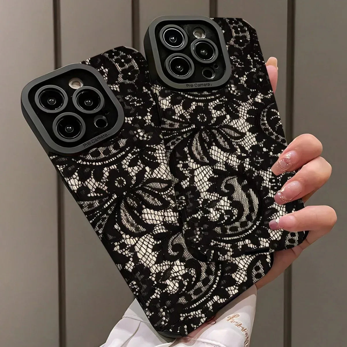 Black Lace-patterned iPhone Case - Viexta