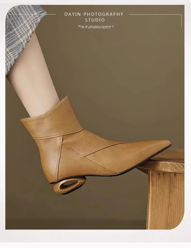 Chunky Heel Side Zip Short Tube Fashion Boots - Viexta