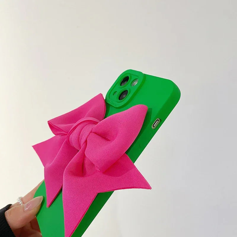 Hot Girl Contrast Color Bow Silicon Soft iPhone Case - Viexta