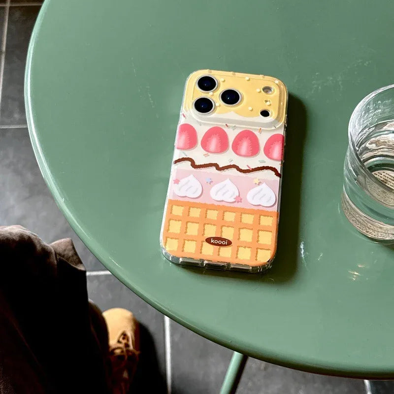 Yellow Plaid Strawberry Silicone iPhone Case - Viexta