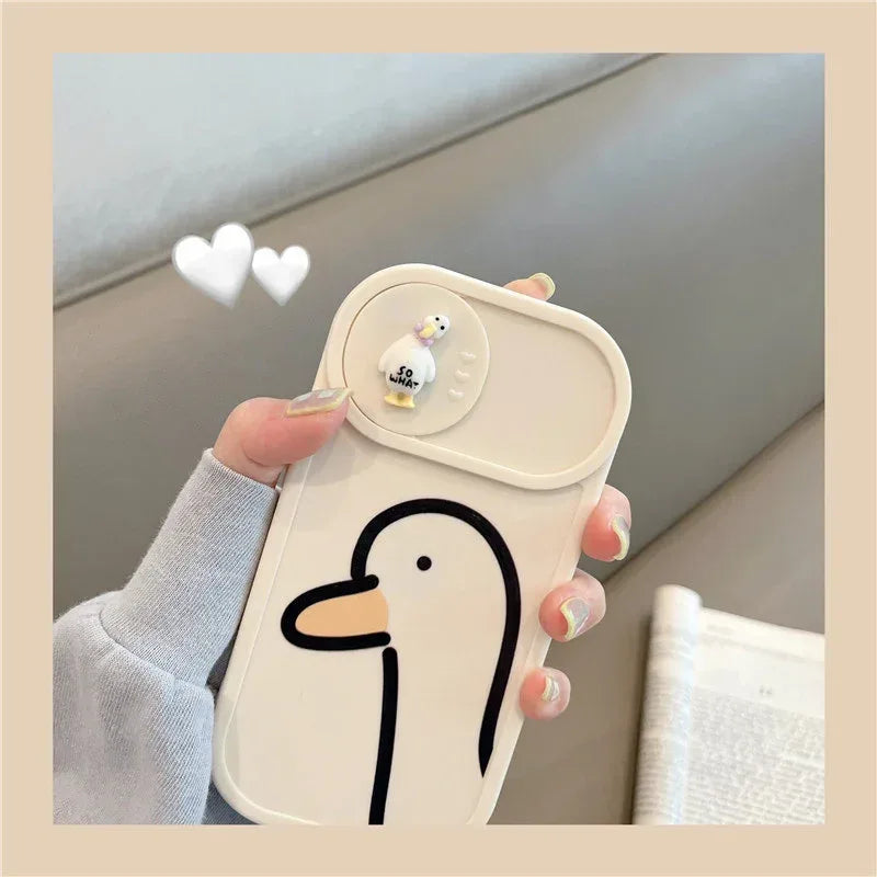 Duck Pattern Sliding Window Silicone Mobile iPhone Case - Viexta
