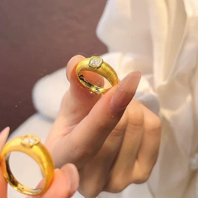 Square Diamond Brushed Ring - Viexta
