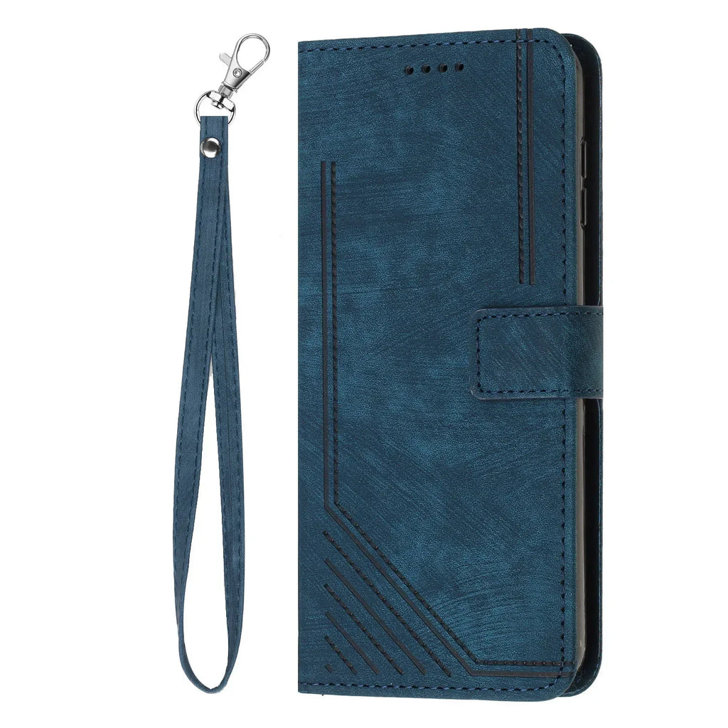 Leather Case Skin Frosted Striped Card Wallet iPhone case - Viexta