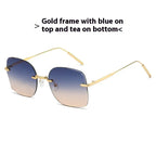 Frameless Trimming Square Metal Fashion Sunglasses - Viexta