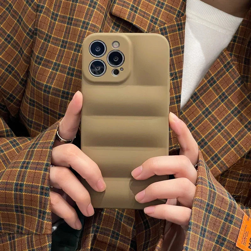 Solid Color Down Jacket Soft Cloth iPhone Case - Viexta