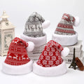 Snowflake Deer Knitted Wool Flannel Christmas Hat - Viexta