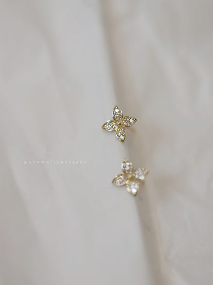 Female S925 Silver Plating 14K Flower Earrings