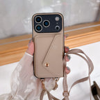 Over-the-shoulder Lanyard Leather iPhone Case - Viexta