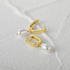 Elegant S925 Sterling Silver U-shaped Pearl Earrings - Viexta
