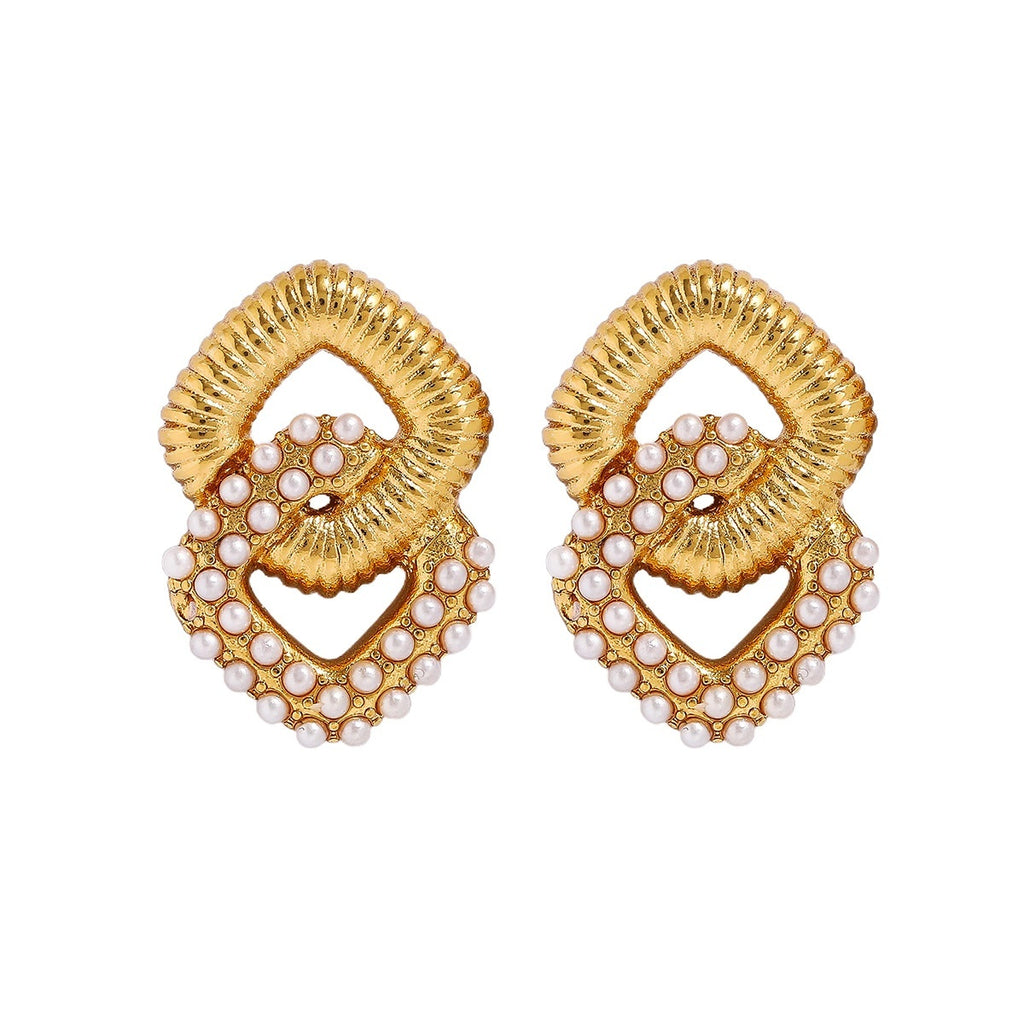 Niche Diamond-encrusted Drop Earrings In Titanium Steel