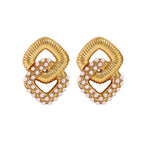 Niche Diamond-encrusted Drop Earrings In Titanium Steel
