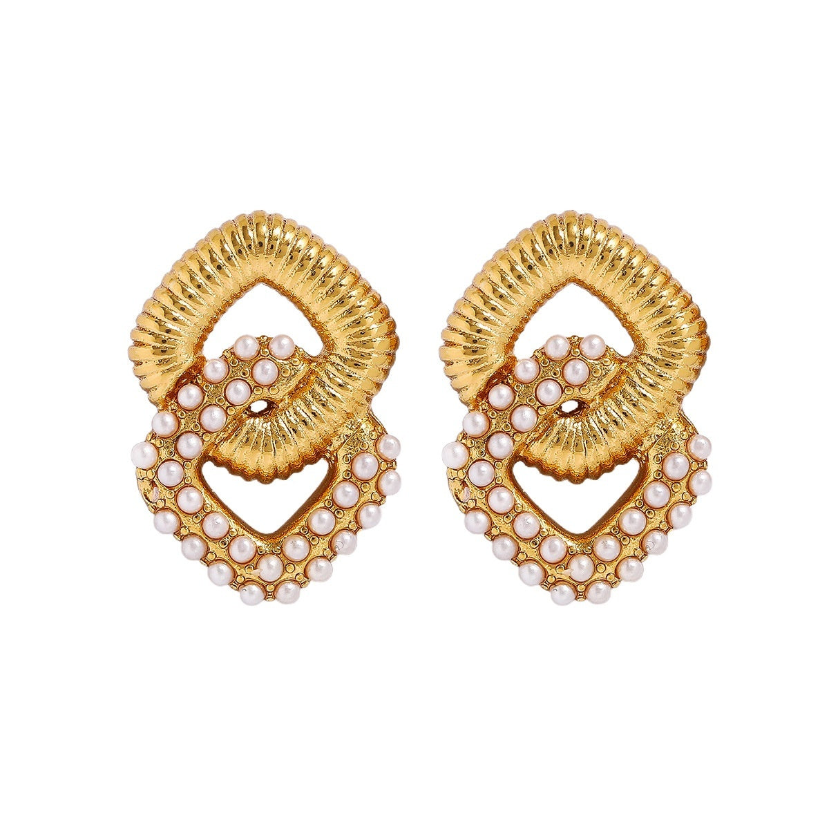 Niche Diamond-encrusted Drop Earrings In Titanium Steel
