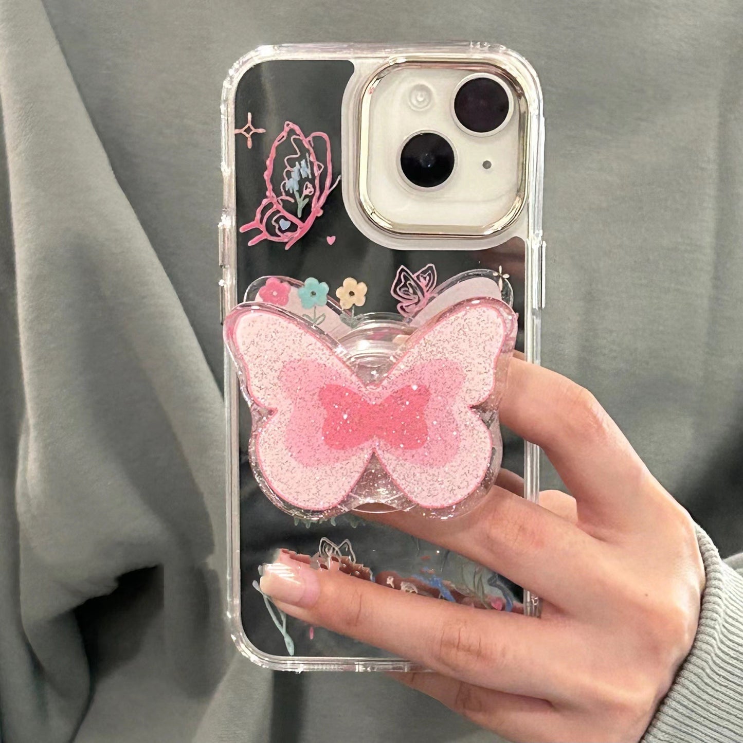 Mirror Graffiti Butterfly Silicone iPhone Case