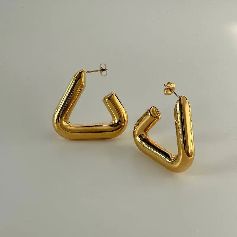 Charm Temperament Titanium Steel Triangle Earring - Viexta