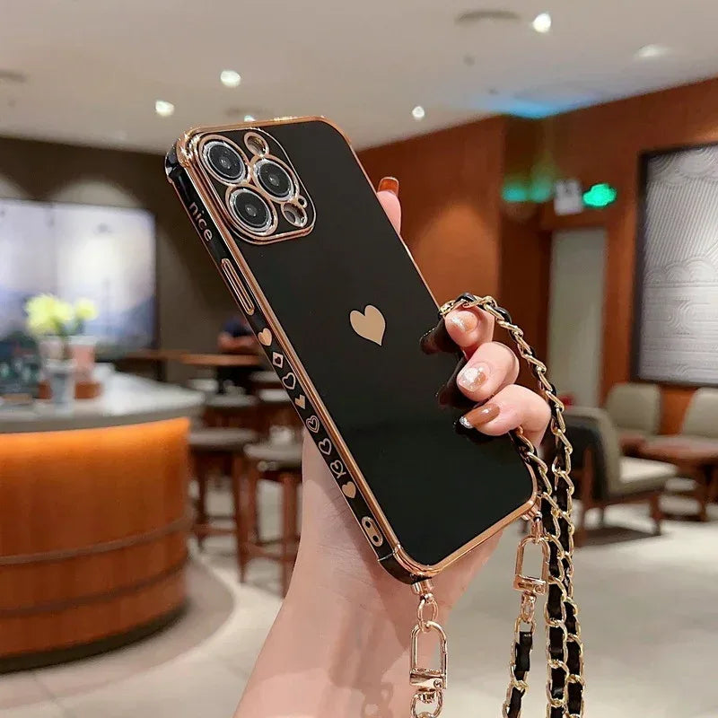 Electroplated Love Lanyard iPhone Case - Viexta