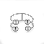 S925 Silver Four-ball Gold U-shaped Adjustable Ring - Viexta