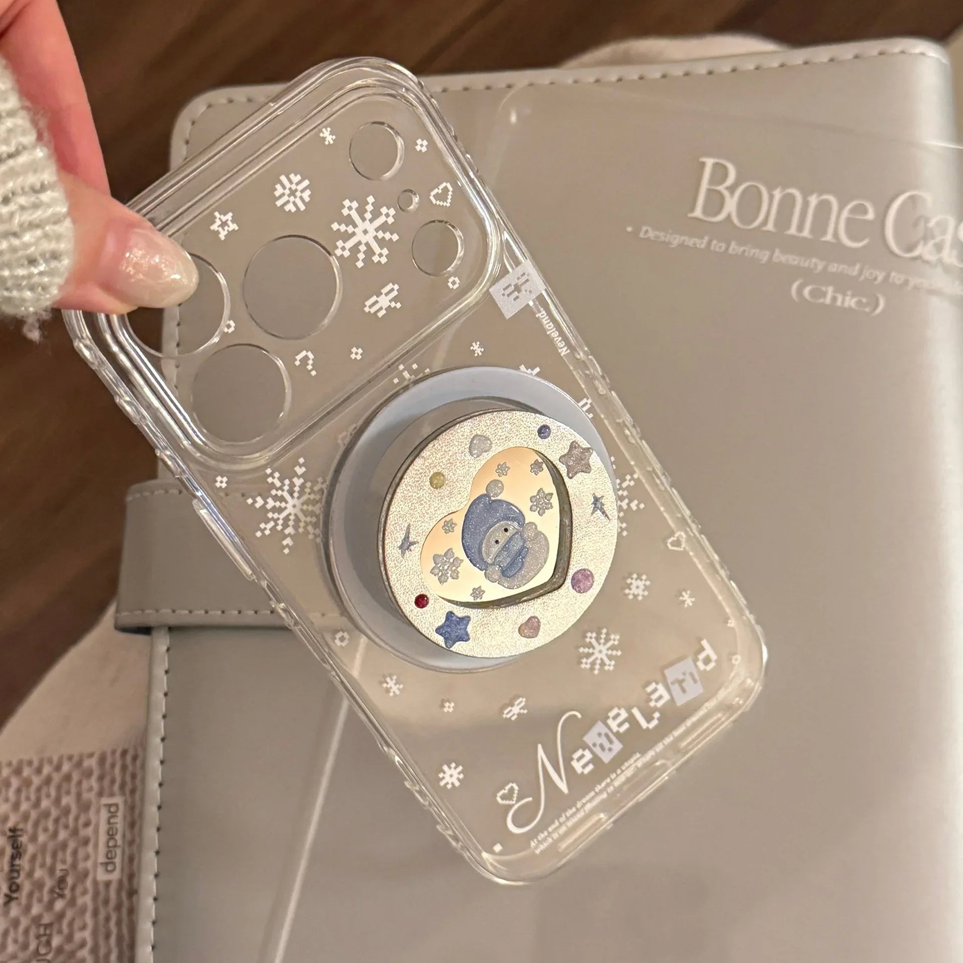 Glitter Snowman Magnetic Stand iPhone Case