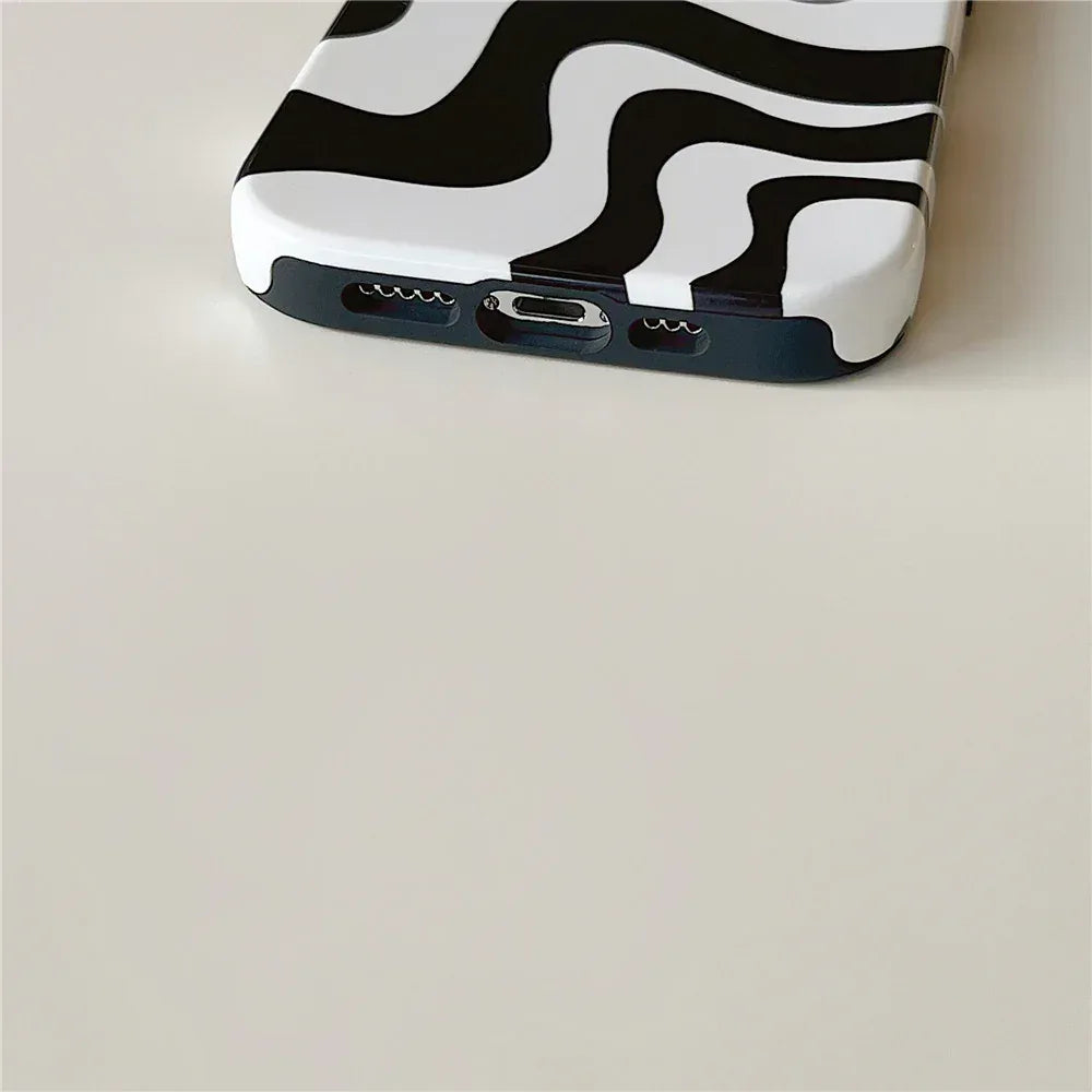 Black And White Irregular Stripes iPhone Case - Viexta