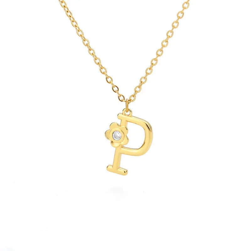Rose English Alphabet Pendant Necklace - Viexta