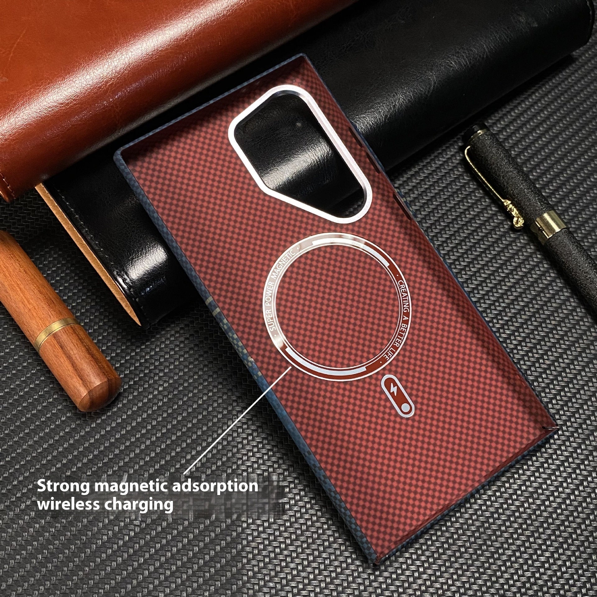 Kevlar Carbon Fiber Magnetic PC Samsung Phone Case