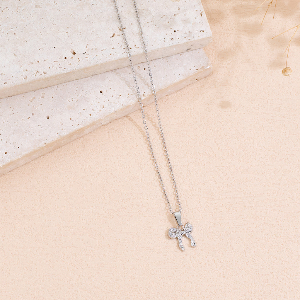 Rhinestone Bowknot Pendant Necklace