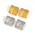 Embossed Cube Titanium Steel Earrings