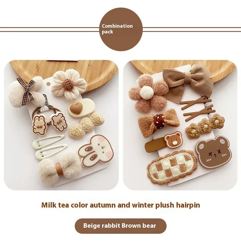 Korean Milk Tea Color Plush Hairpin - Viexta