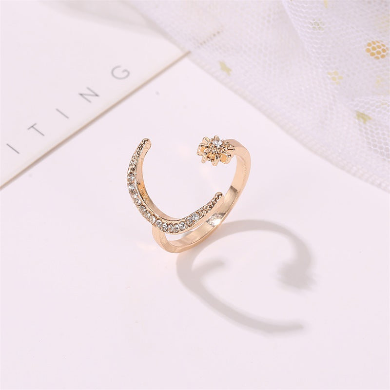 Moon And Star Rhinestone Rings