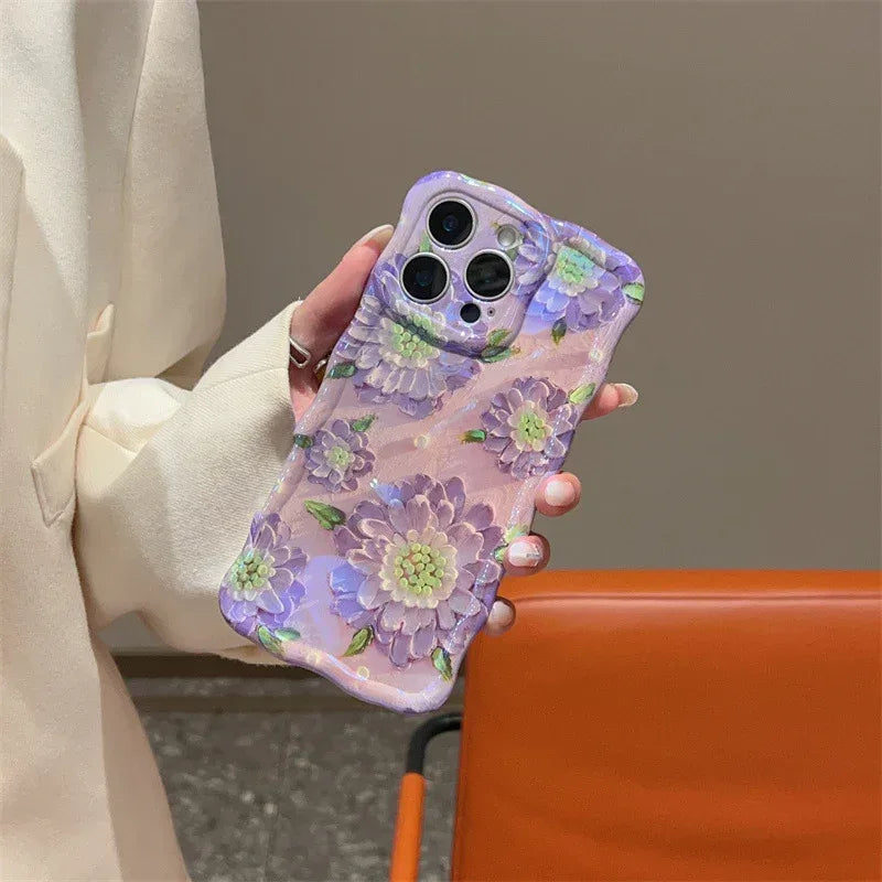 twisted-edge-oil-painting-flower-iphone-case - Viexta