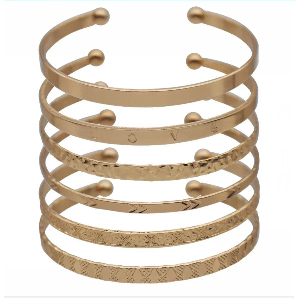 6piece 14K Opening Wide Bracelet - Viexta