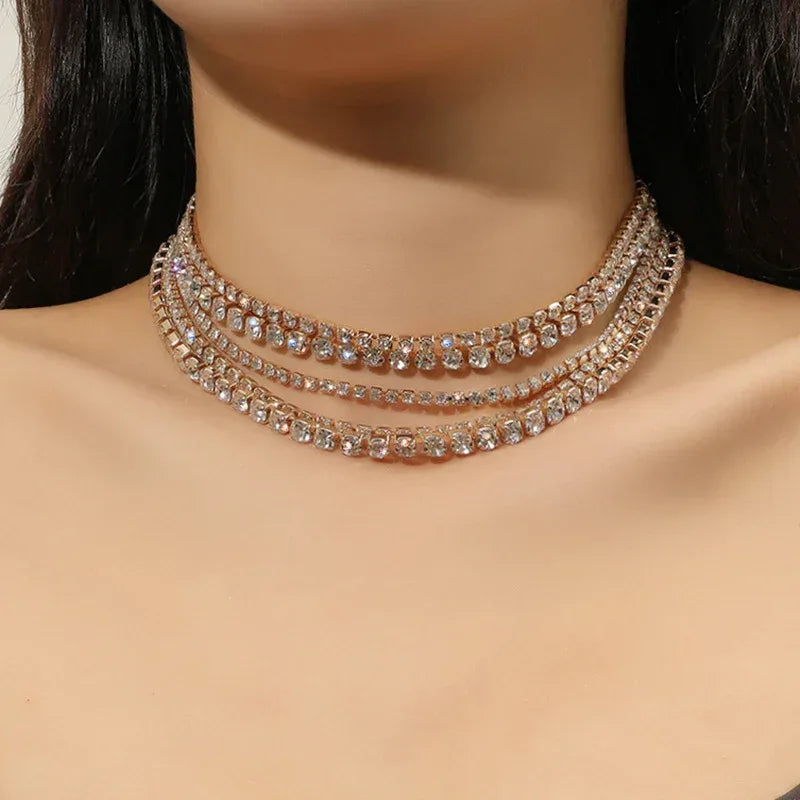 claw-chain-inlaid-with-diamond-rhinestone-multilayer-clavicle-chain - Viexta