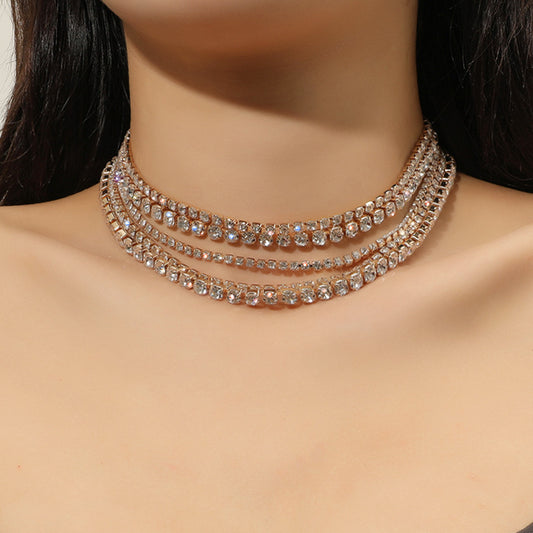 Claw Chain Inlaid With Diamond Rhinestone Multilayer Clavicle Chain