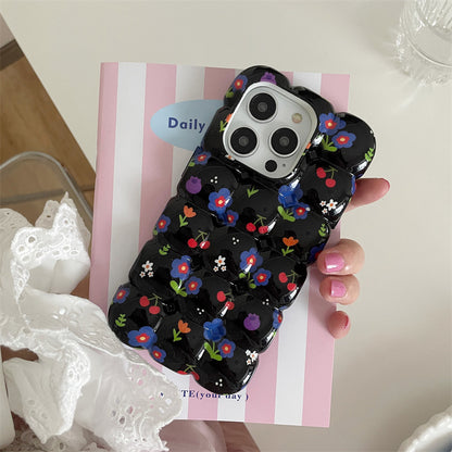 Retro Cherry Small Floral Plaid iPhone Case