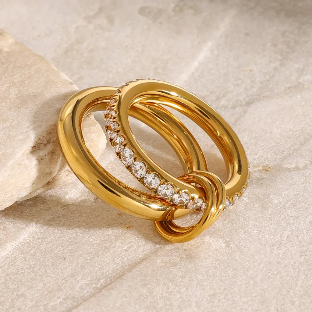stainless-steel-diamond-twin-bracelet-ring - Viexta