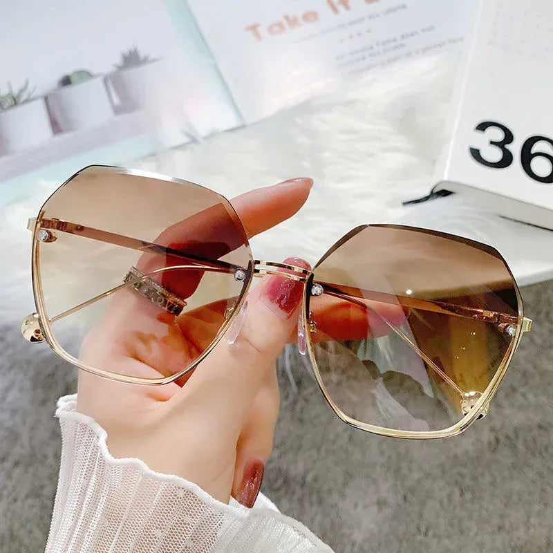 Women's Rimless Cutting Sunglasses - Viexta