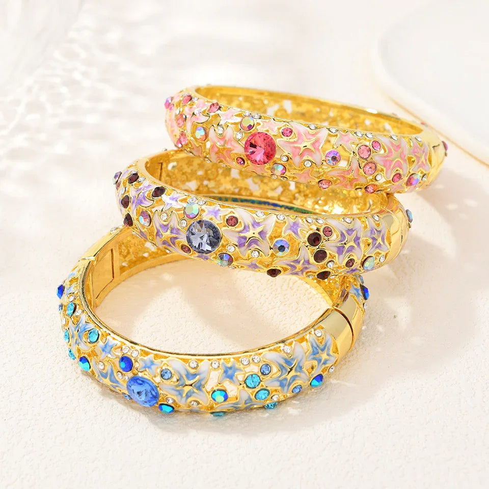 Ocean Style Starfish Enamel Diamond-Encrusted Bracelet