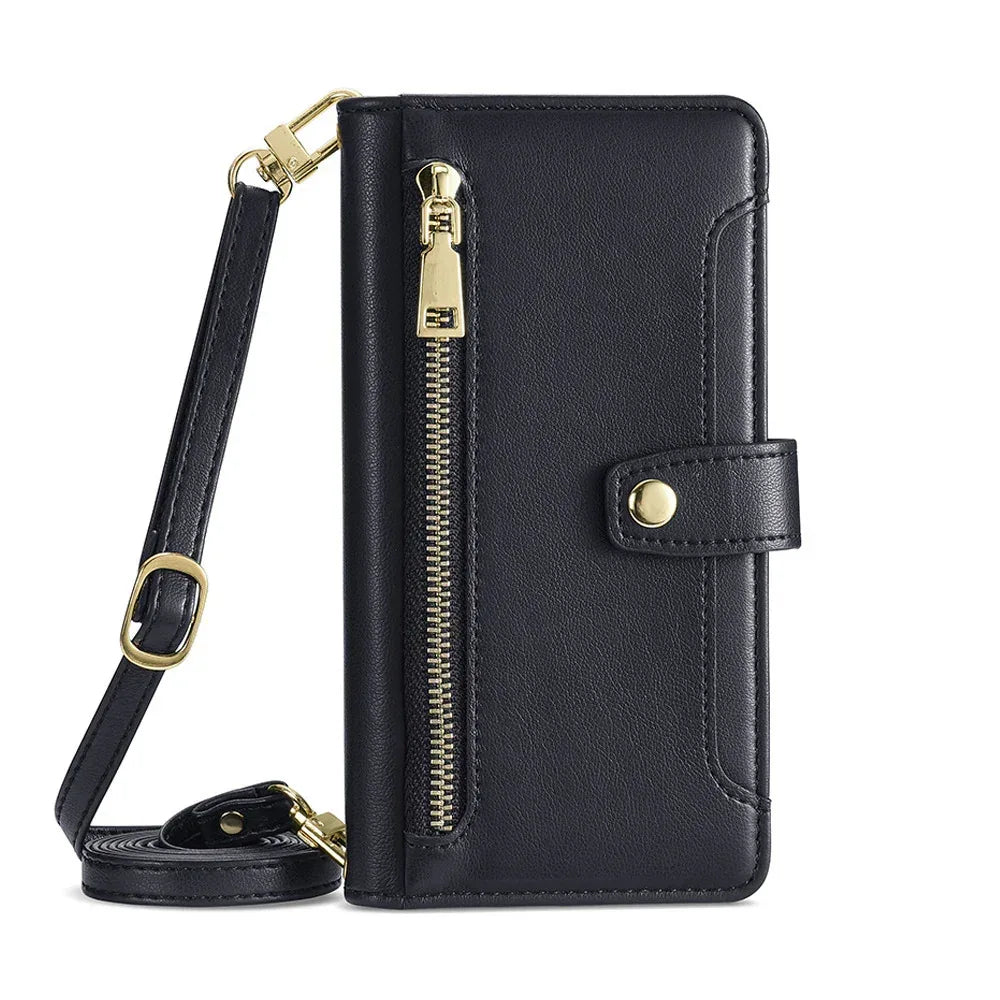 Flip Cross-body Lanyard Xr Multi-function Leather Case for Samsung,IPhone,Sony - Viexta