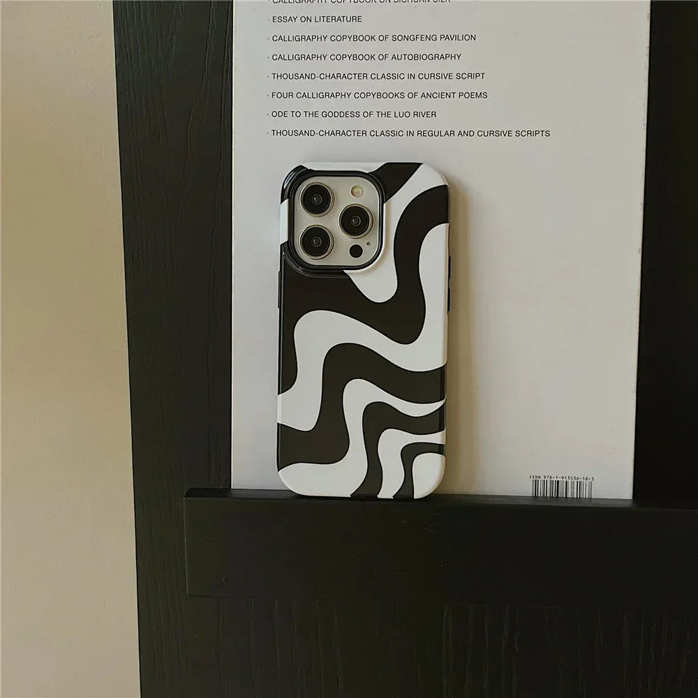 Black And White Irregular Stripes iPhone Case - Viexta