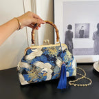 Retro Embroidered Clutch Red-crowned Crane Handbag - Viexta