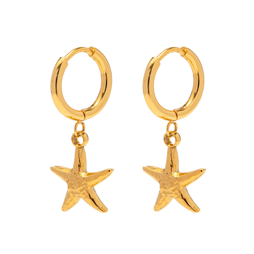 18K Stainless Steel Starfish Earrings